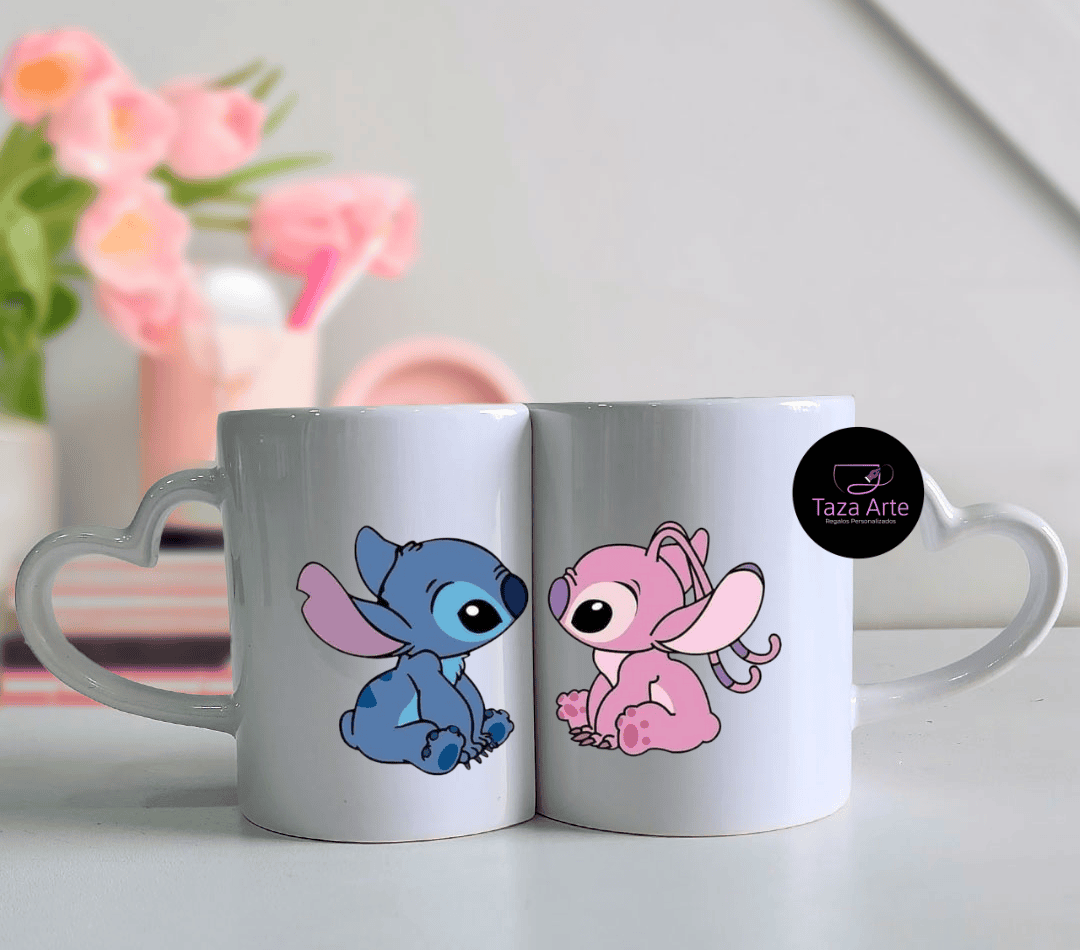 Mug pareja personalizado stich y angela en bogota